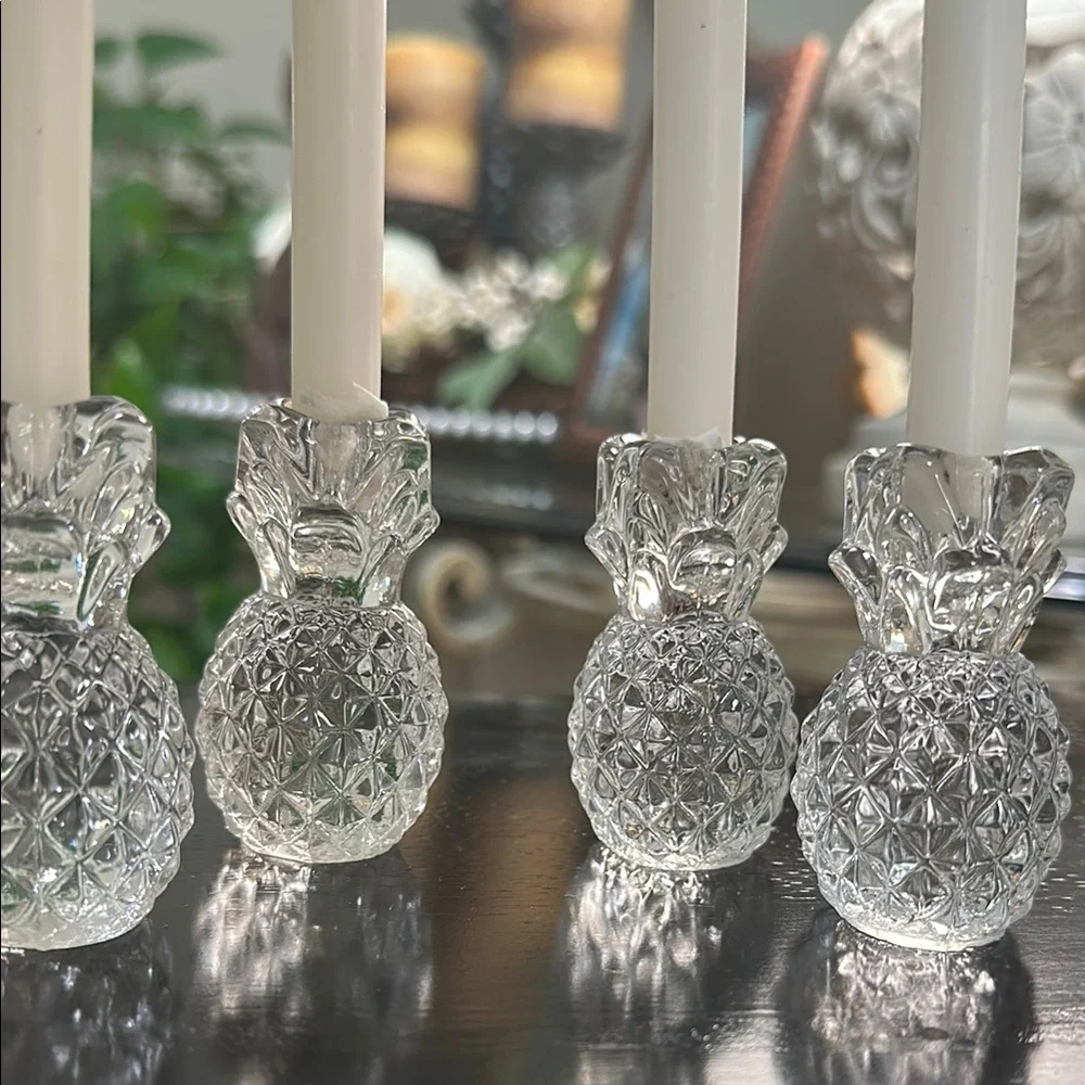 Crystal Pineapple Candle Holders - Set of 4 Williams Sonoma 🍍